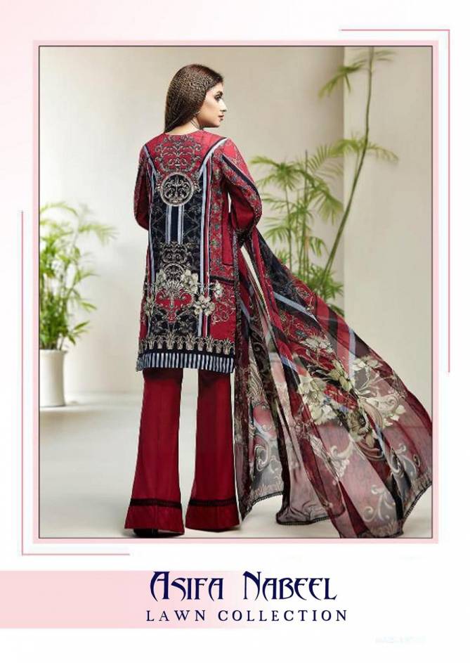 Asifa Nabeel 4 Lawn Printed Karachi Dress Materials collection